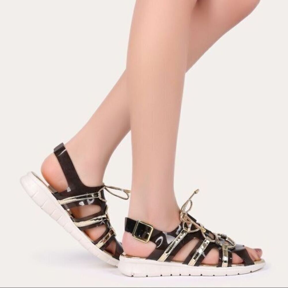 NIB CAPE ROBBIN CLEAR GLADIATOR METALLIC Size 9 NEW #box 936